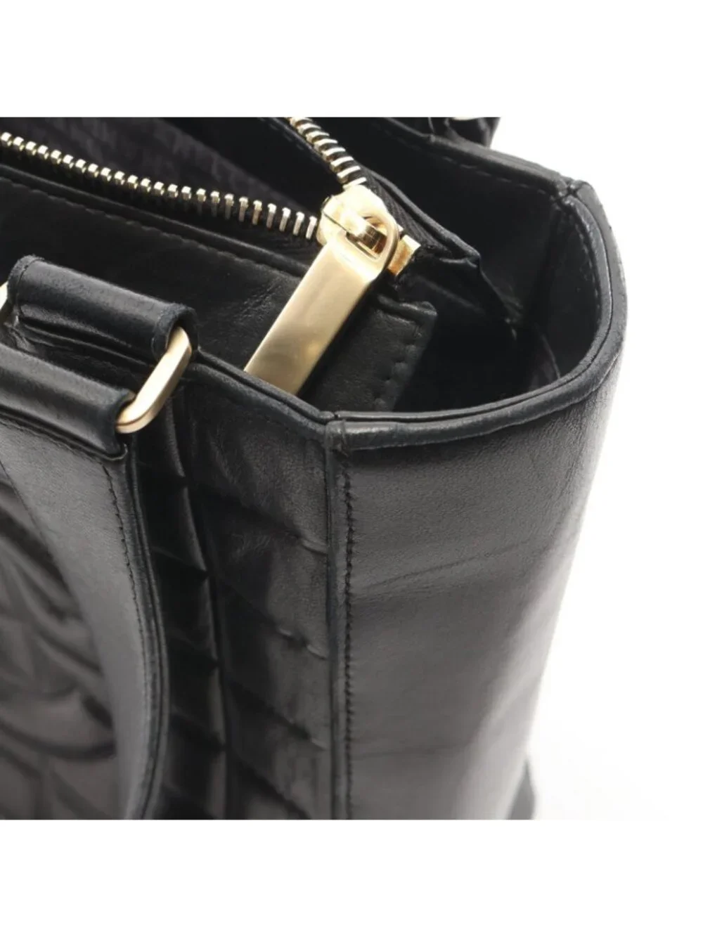 Chanel Tote Bag Choco Bar Black Lambskin CC Logo